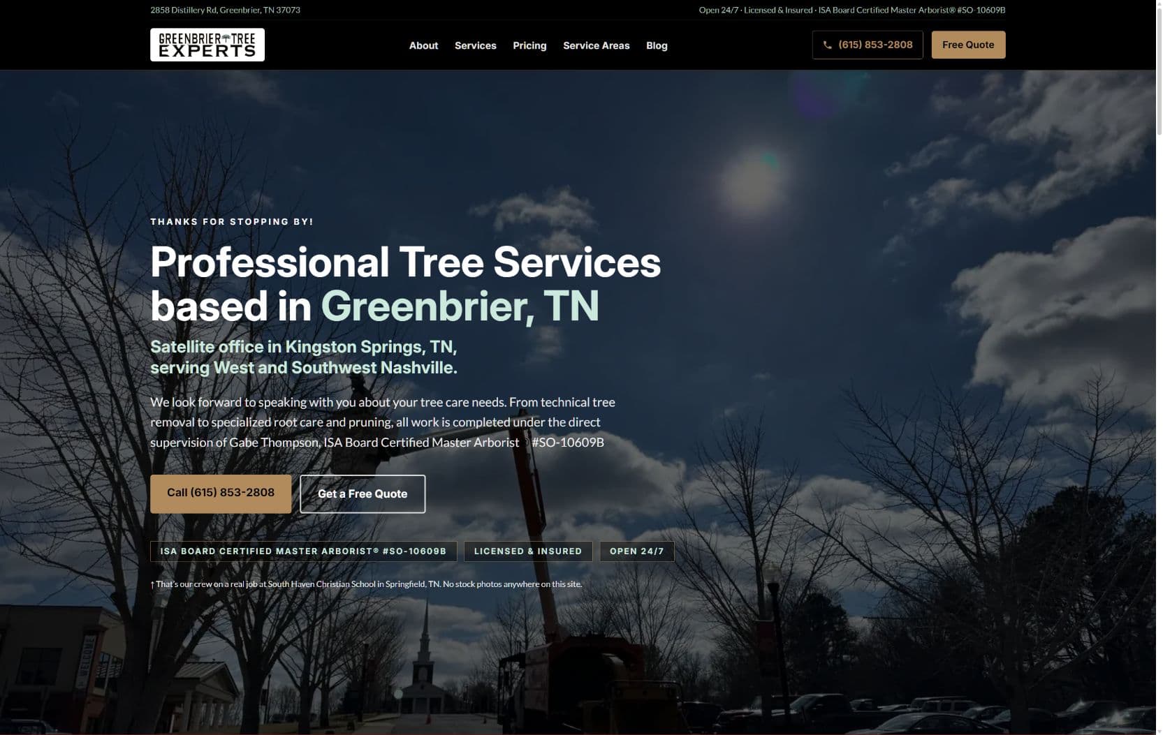 Greenbrier Tree Experts public website
